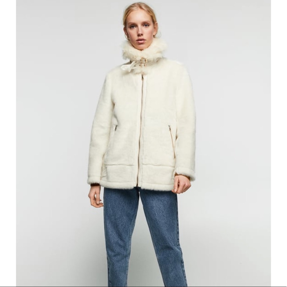 NWT Zara Faux Fur Bikers Jacket_8